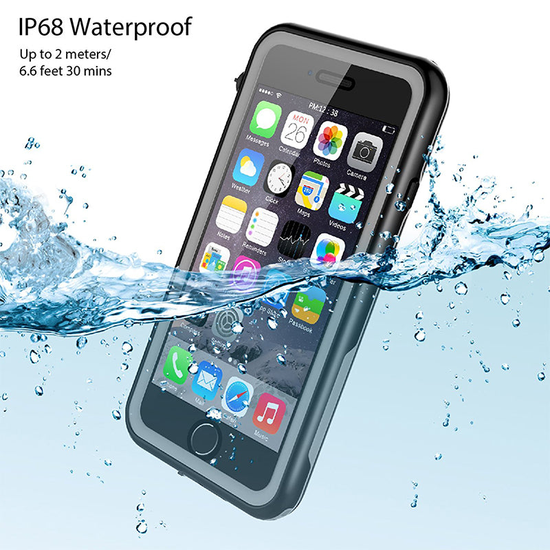 iPhone 7/8 Waterproof Rugged Case with Built-in Screen Protector - Black / Clear