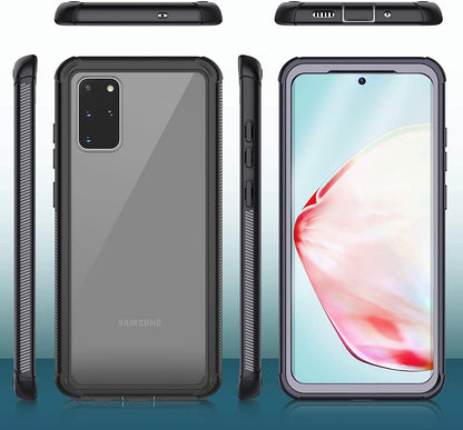 Galaxy S20 Heavy Duty Protection Shockproof Slim Case, Without Built-in-Clear/Black