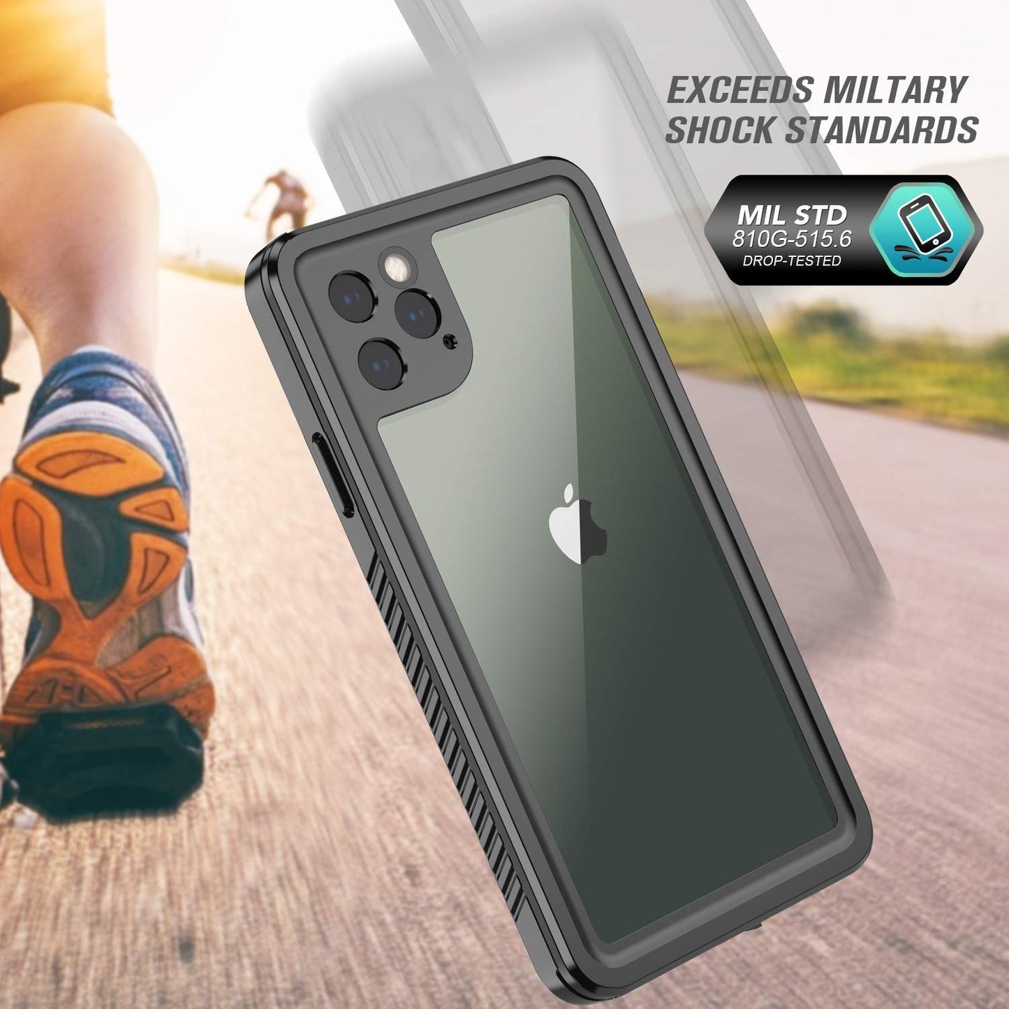 Waterproof Rugged Case for iPhone 11 Pro Max with Built-in Screen Protector - Black/Clear