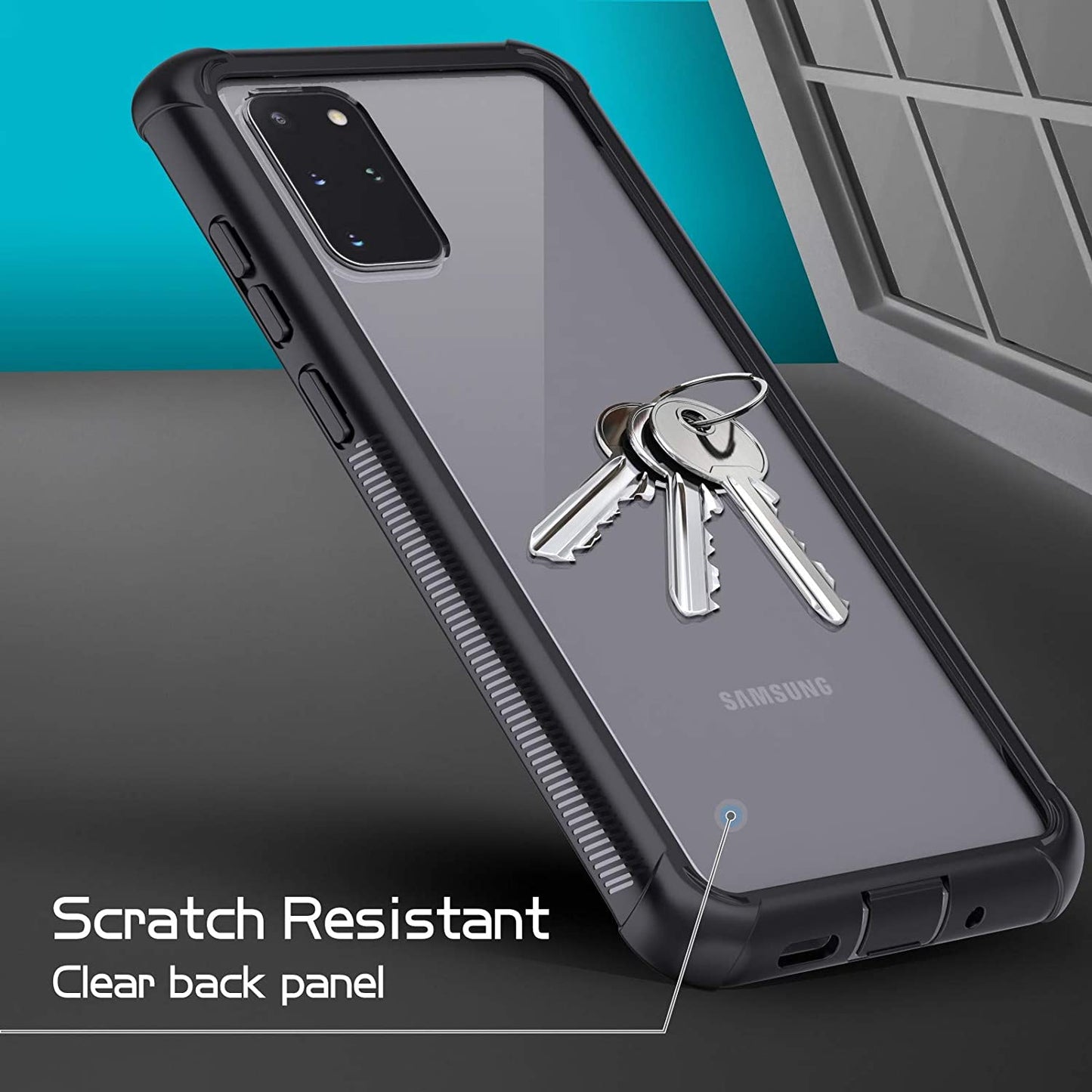 Galaxy S20 Heavy Duty Protection Shockproof Slim Case, Without Built-in-Clear/Black