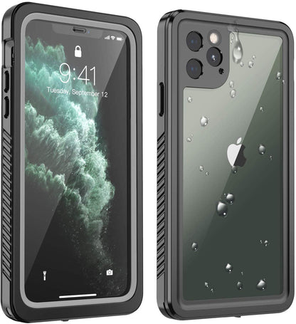 Waterproof Rugged Case for iPhone 11 Pro Max with Built-in Screen Protector - Black/Clear