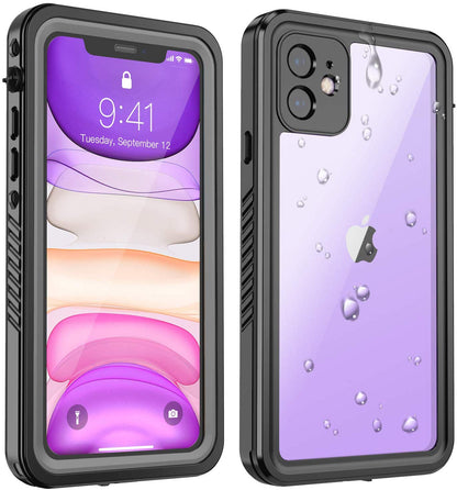 iPhone 11 Waterproof Rugged Case with Built-in Screen Protector - Black / Clear